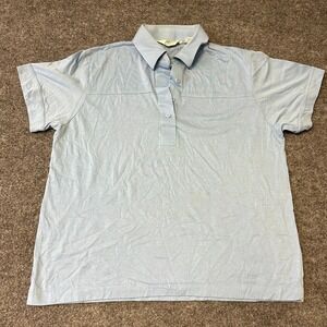 Alicia Polo Shirt Womens Size L Light Blue Short Sleeve Casual Cotton Blend Vtg